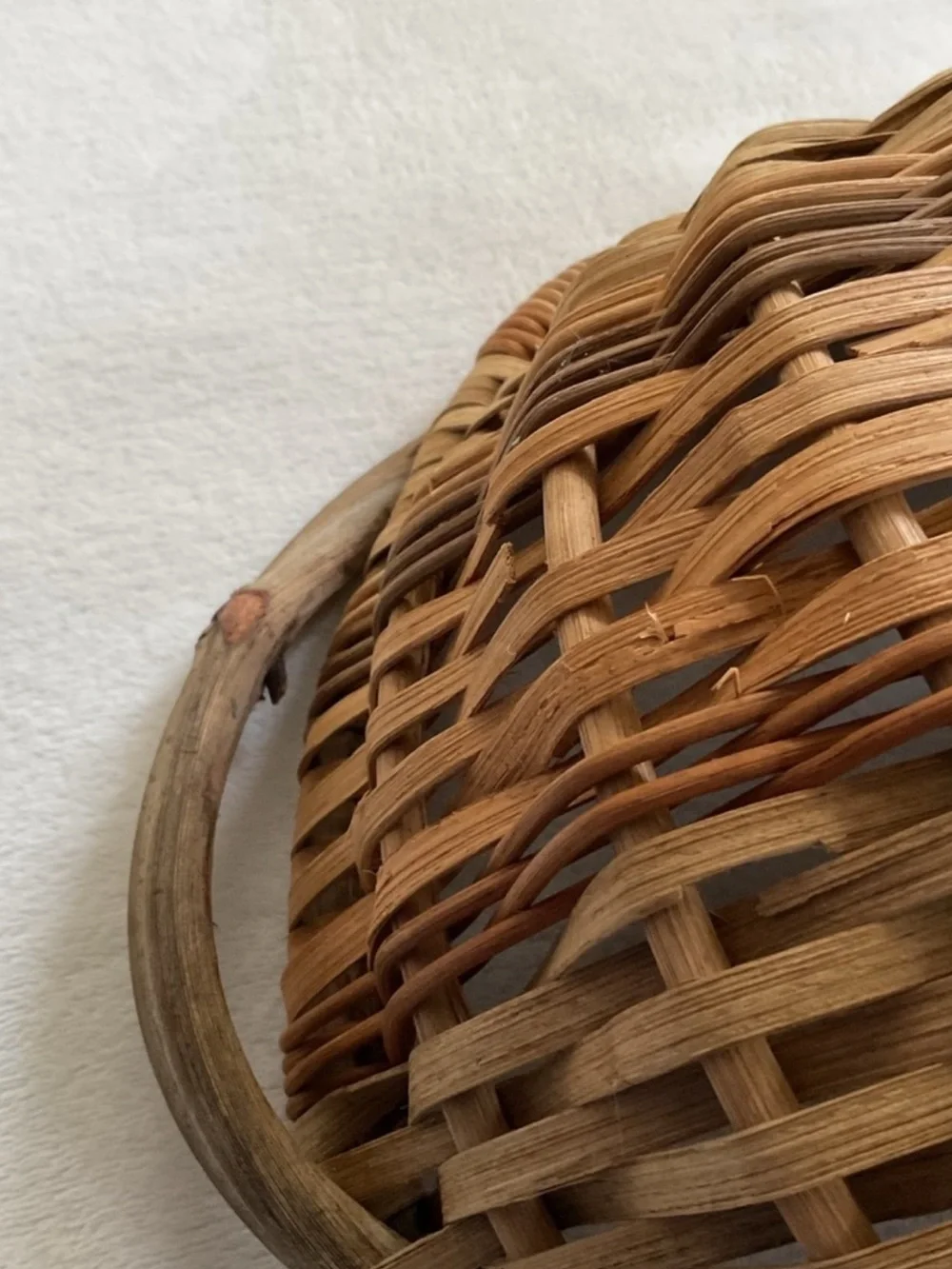 Vintage Wicker Basket Grapevine Handles Rustic Farmhouse Cottage Decor
